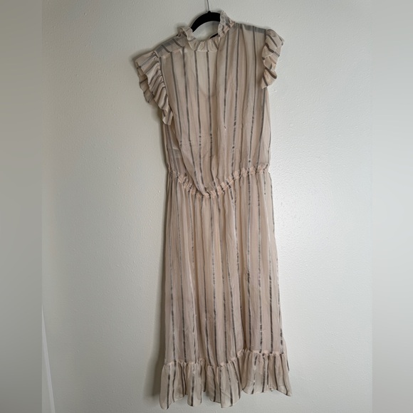 Sandro Maki Ruffled Metallic-Stripe Midi Dress 8 - Picture 7 of 10